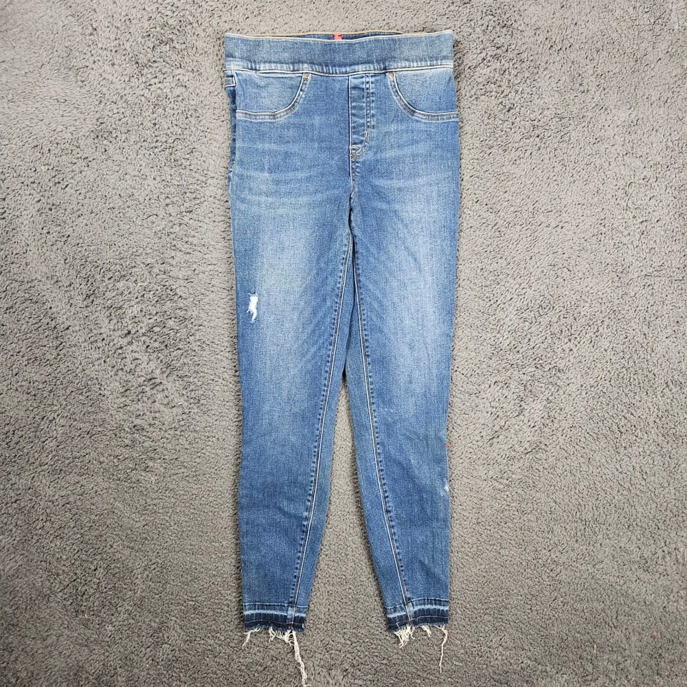 SPANX by Sara Blakely Womens M Mid Rise Distressed Skinny‎ Jeans Denim Pants